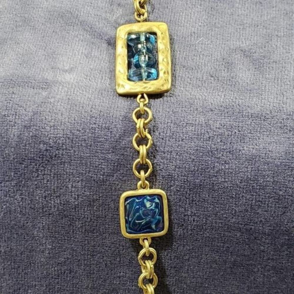 New Chico's gold and blue beaded necklace - Picture 7 of 10